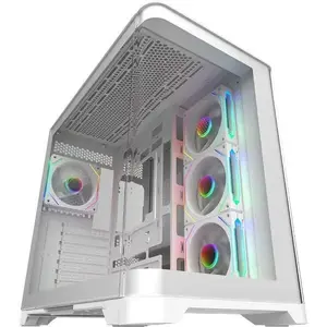 Computer case SilentiumPC EUROPA white — mid-tower ATX chassis, tempered glass, front I/O, PSU support