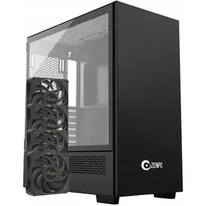 Datora korpuss Zenpc Z3 Solid Black ar 4 x Fander P12 PWM PST ventilatoriem