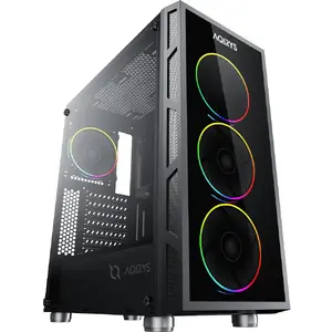 Aqirys ANTARES Midi Tower PC case — Black, ATX/Micro-ATX/Mini-ITX, 3x120mm front + 1x120mm rear, tempered glass