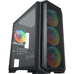 Aqirys WEZEN Midi Tower PC case, black — supports Mini-ITX/Micro-ATX, 3x120mm front, 1x120mm rear, 2x3.5" + 2x2.5", bottom PSU