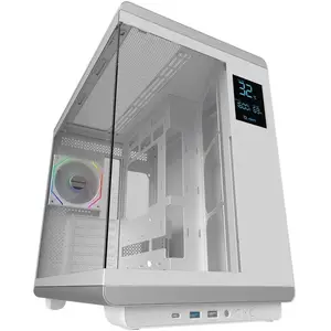 Computer case AQIRYS DRACO white with built-in display — model AQI-GA-OK-17