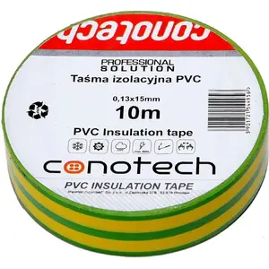 Изоляционная лента CONOTECH™ Taśma izolacyjna PVC 0,13x15x10 м зелёно/жёлтая