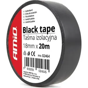 Insulation Tape Amio 18 mm x 20 m, black — electrical adhesive PVC