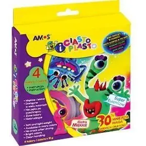 Amos Ciastoplasto plastilīna komplekts 4 krāsas Fluo — fluorējošas krāsas