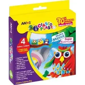 Masa modelēšanai Biurfol Amos 4 krāsas 18 g — atkārtoti veidojama plastilīna masa