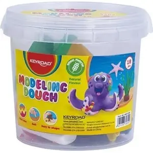 Modeling Clay Set Keyroad KR972245 — 8 × 40 g tubs, 10 shape cutters, bucket, assorted colors