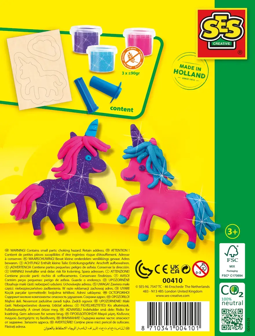 TEKA 621499 modelējamās masas komplekts Unicorns neon glitter Photo 3