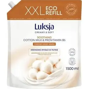 Liquid Hand Soap LUKSJA Creamy & Soft Cotton Milk with Provitamin B5 refill 1500 ml