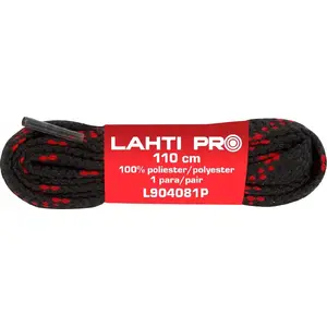 Šņores lahti pro plakanas 110 cm melnas-sarkanas L904071P komplekts 10 pāri