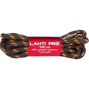 Apaļas kurpju auklas Lahti Pro L9040320 — 10 pāru, 120 cm, melni-oranžas