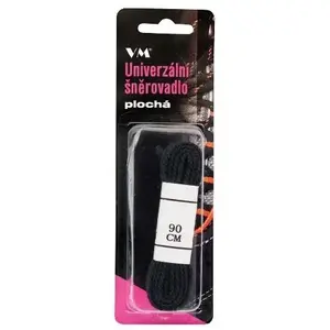 Šņores VM Footwear plakanas 125 cm melni–pelēkas — VM Footwear BH-3101125