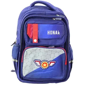 School Backpack Lean 22016 with Patch, Chest Strap, 20L, Navy Blue