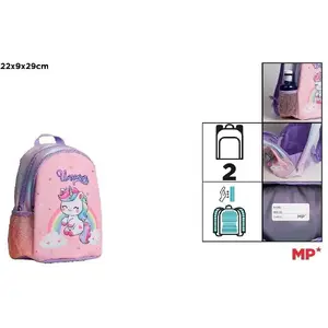 Mugursoma VADOBAG divdaļīga rozā Vienradzis 22×9×29 cm