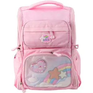 Backpack Lean 22014 school backpack with unicorn print, pink, chest strap, 20 L