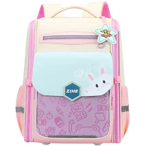 School Backpack Lean 22009 with Rabbit Print, Chest Strap, Pastel Colors, 21 L