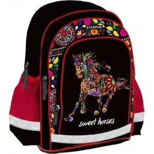 Skolas mugursoma STARPAK Plecak szkolny Horses – STARPAK modelis 396187, bērnu mugursoma ar zirga dizainu