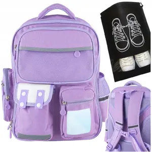 School backpack PASO K402B with shoe bag, children's school rucksack (model K402B)