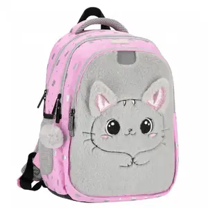 Skolas mugursoma STARPAK PLECAK SZKOLNY KITTY PLUSH STK-15 PB1/12 ar plīša detaļu