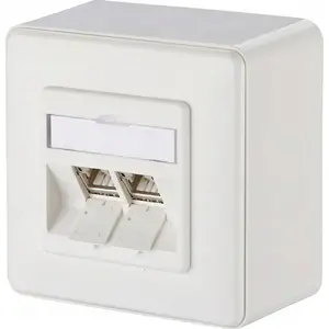 Surface-mounted data socket 2-port 270° MetzConnect BTR 130B12D20002-E, Category 6A, pure white