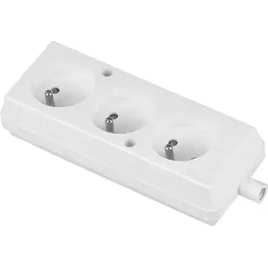 Trīskāršs kontaktligzda Volteo VT-302-0031 — 16A 250V, izjaucama, ar zemējumu/ nulli, balta
