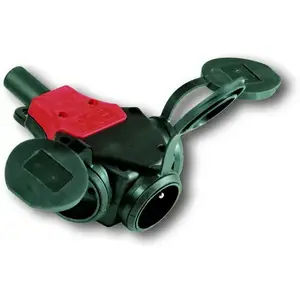 Sadalītājs PCE Taurus 1~ trīskāršs 10/16A IP44 gumijots melns (modelis 24311-SW)