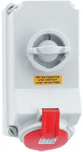 Industrial socket Bals CEE Stikkontakt H6 400V 32A 5-pole, red, mounting 118x225 mm, top/bottom 2x M25, nickel-plated, IP67, polyamide