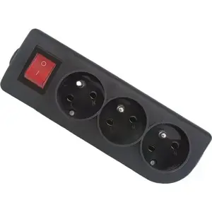 Разветвитель питания Elgotech GN-30W-2 — 3 розетки с выключателем, с заземлением, чёрный