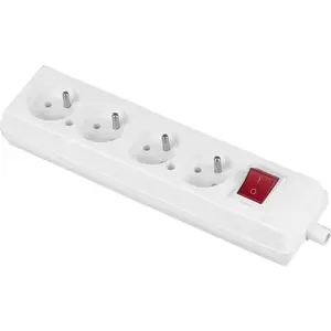 Četrvietīga kontaktligzda ar slēdzi Volteo VT-302-0042, 16A 250V, izjaucama, balta