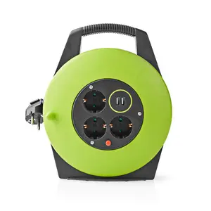 Удлинитель Nedis PECCR10UFGN — 10 м H05VV-F 3G1.5, 3 розетки, 16 A, 3000 W, боковое заземление, розетка 90°