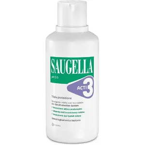 Intīmais ziepes Derma Saugella Attiva 250 ml — maigs pH līdzsvarots līdzeklis intīmai higiēnai
