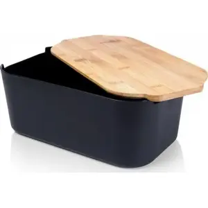 Bread box Vilde with bamboo cutting board, black, model 259301
