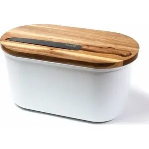 Bread box Husla with cutting board and knife model 73940, includes wooden board and stainless steel knife