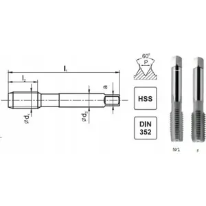 Tap FANAR UNF 3/8-24 DIN 2181/2 HSS, right-hand threading, 2B fit