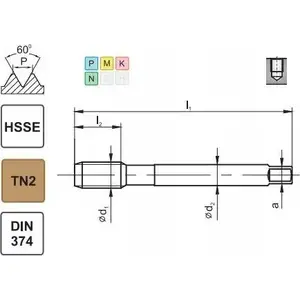 Thread Tap FANAR M16x1 DIN 374C R40 (6H) HSSE TiN 800X
