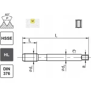 Thread Tap FANAR M12 DIN 376B (6H) HSSE HL INOX