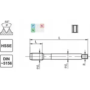Metnis FANAR G 1/2" DIN-5156B HSSE 800, roku/mašīnai