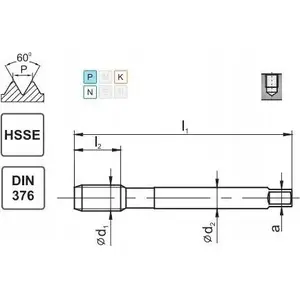 Метчик FANAR M16 DIN 376C L40 левый (6H) HSSE 800 - модель D2-591101-0160