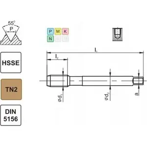 Thread tap FANAR G 1/8" DIN-5156C R40 HSS-E TiN 800X