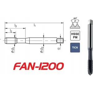 Метчик FANAR GWINTOWNIK M6 DIN-371B (6H) HSSE-PM TiCN, ручной/машинный