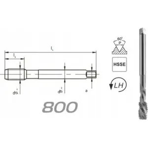 Метчик FANAR GWINTOWNIK M12 DIN-376C L40 LH (6H) HSSE 800
