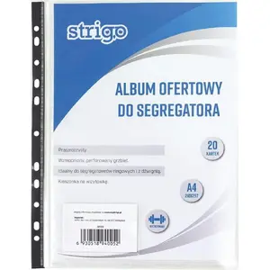 Document display album Strigo A4 with 20 perforated PP pockets SF024 — A4 portfolio, 20 sleeves