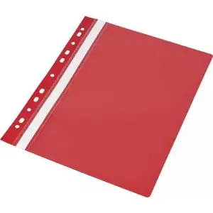 Plastic A4 Document Sleeve with Euro Perforation, Panta Plast red, pack of 20
