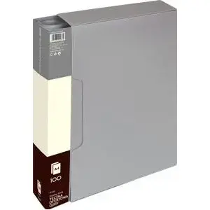 Document display folder Grand 9010 A with 100 clear sleeves, grey