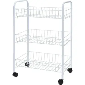 Rolling 3-Tier Shelf Excellent Houseware Regał na kółkach 3-poziomowy biały