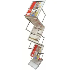 Floor Brochure Stand Twinco TWIN Light Z-Shape for A4, 6 pockets, silver