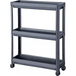 Narrow 3-level Rolling Shelf Katex Decobella anthracite — length 54 cm, width 18 cm, height 71 cm
