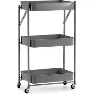 Shopping Trolley Kinvara S3609934 — Grey Steel and Plastic, 29.5 × 78.5 × 45.5 cm