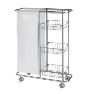 Wenko utility shelf rack 4-tier metal, 200×580×800 mm, grey/white