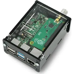 Case for Raspberry Pi 4B with TV HAT DVB-T tuner support, Gravlaser GRL-21013, black-transparent