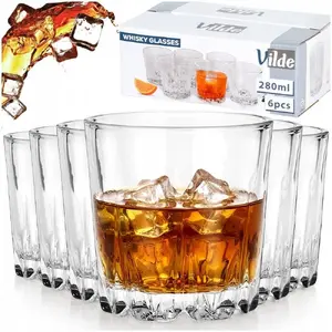 Vilde whisky glasses set 6 pcs 280 ml - short tumbler drinking glasses